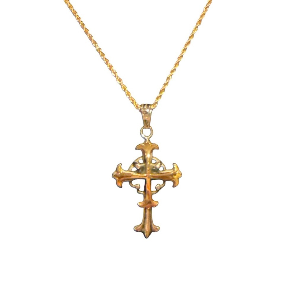 Gold and Silver Cross Pendant Necklace - Picture 6 of 7